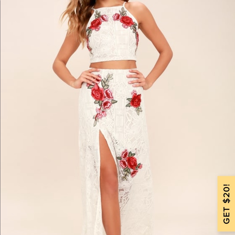 Ivory Lace Two Piece Maxi